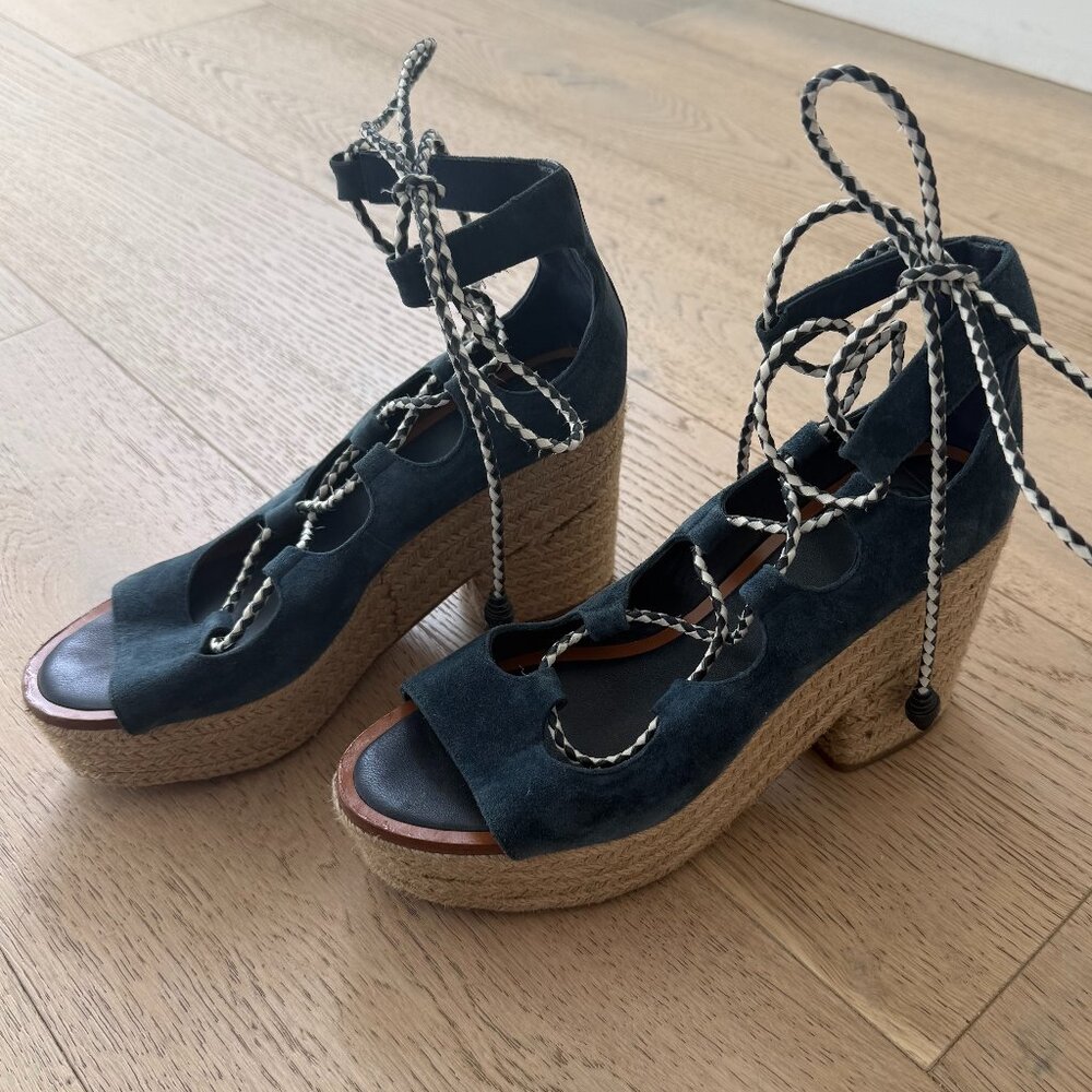 Tory Burch Positano Lace-up Platform Espadrille Size 8 - Picture 3 of 11